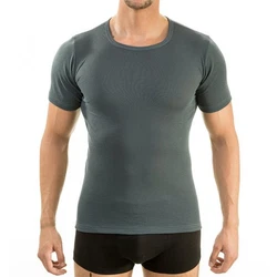 HERMKO Unterziehshirt 16800 Herren kurzarm Unterhemd Dunkelgrau/Grau/Dunkelgrün