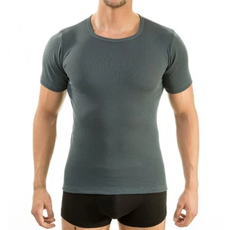 HERMKO Unterziehshirt 16800 Herren kurzarm Unterhemd Dunkelgrau/Grau/Dunkelgrün