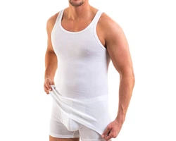HERMKO Achselhemd Tank Top Herren 3000 Creme/Weiß