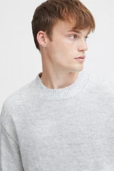 !Solid Strickpullover SDHamdani Grau/Silber