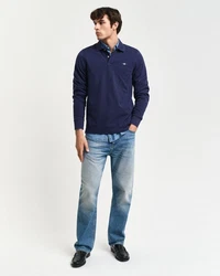 Gant Langarm Poloshirt REGULAR SHIELD LONGSLEEVE PIQUE RUGGER Blau