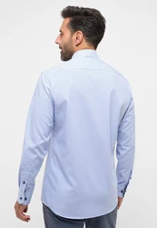Eterna Hemd Hellblau/Dunkelrot