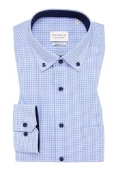 Eterna Hemd Hellblau/Dunkelrot