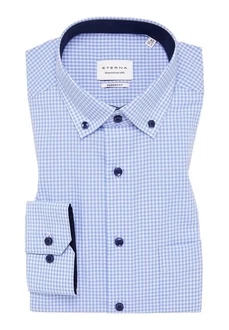 Eterna Hemd Hellblau/Dunkelrot