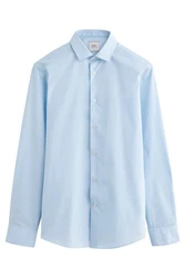 Next Langarmhemd Pflegeleichtes Slim-Fit Hemd Hellblau/Blau