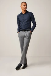 Next Langarmhemd Pflegeleichtes Slim-Fit Hemd Dunkelblau/Blau/Hellblau