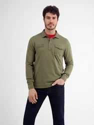 LERROS Langarm-Poloshirt Longsleeve-Polo Dunkelgrün/Grün/Khaki
