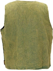 Guru-Shop Strickjacke Goaweste Psytrance Patchwork Herren Weste grün