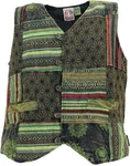 Guru-Shop Strickjacke Goaweste Psytrance Patchwork Herren Weste grün