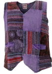 Guru-Shop Strickjacke Goaweste Psytrance Patchwork Herren Weste lila