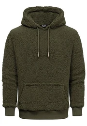 Kapuzenpullover CARNEY Kapuzenpullover Teddyfell Herren Teddy Sweatjacke Plsch Hoodie Pullover Sweatshirt