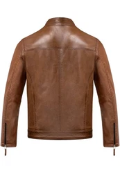 Amaci&Sons Lederjacke CICERO Herren Biker Zipper Jacke Braun/Dunkelbraun