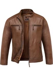 Amaci&Sons Lederjacke CICERO Herren Biker Zipper Jacke Braun/Dunkelbraun