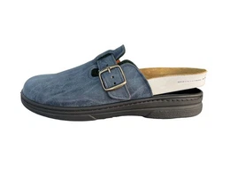 Herren Clogs 8743-8127 blu blau Veluret Filz Hausschuh