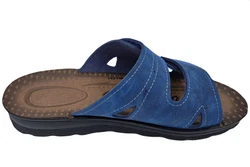 PADERO Herren Klettverschluss Pantolette Blau/Hellblau/Dunkelblau