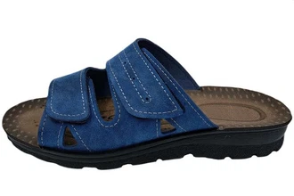 PADERO Herren Klettverschluss Pantolette Blau/Hellblau/Dunkelblau