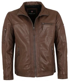 Lederjacke Brice - Herren Lederjacke Neuseelndisches Lammnappa dunkelbraun