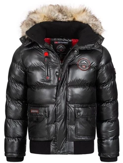 Geographical Norway Steppjacke Parka Bomberjacke Herren Outdoor Schwarz/Grau/Dunkelgrau