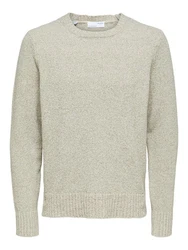 SELECTED HOMME Strickpullover Khaki/Grau/Beige/Weiß