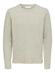 SELECTED HOMME Strickpullover Khaki/Grau/Beige/Weiß
