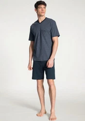 CALIDA Shorty Relax Streamline mit Langarm-Oberteil blau/schwarz sapphir