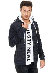 Rusty Neal Strickjacke Dunkelblau/Blau/Grau/Lila/Hellblau