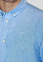 KnowledgeCotton Apparel Hemd Harald Blau/Hellblau