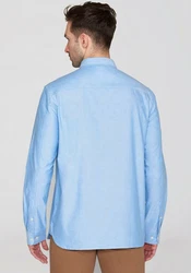 KnowledgeCotton Apparel Hemd Harald Blau/Hellblau