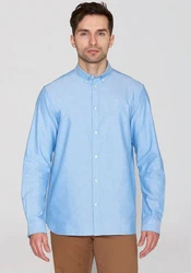 KnowledgeCotton Apparel Hemd Harald Blau/Hellblau