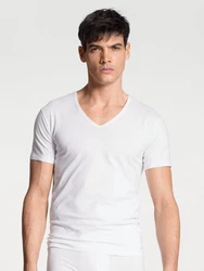 Calida Cotton Code V-Shirt Creme/Weiß/Grau