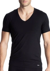 Calida Cotton Code V-Shirt Schwarz/Dunkelgrau