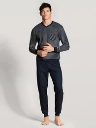 Pyjama HERREN Pyjama mit Bndchen, dark sapphire