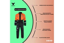 BULLDT Regenoverall BLD-Rainsuit-1 Herren Motorrad Regenkombi Orange/Gelb
