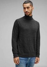 Rollkragenpullover in melierter Optik