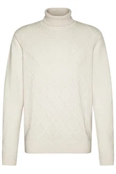 bugatti Rollkragenpullover Khaki/Creme/Beige/Weiß/Braun
