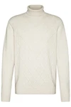 bugatti Rollkragenpullover Khaki/Creme/Beige/Weiß/Braun