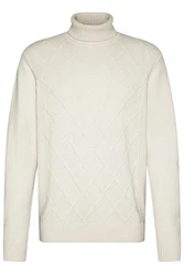 bugatti Rollkragenpullover Khaki/Creme/Beige/Weiß/Braun