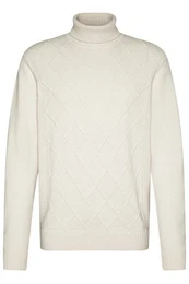 Rollkragenpullover mit 3-D-Rautenmuster