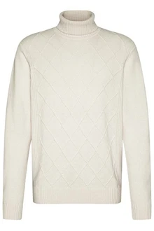 bugatti Rollkragenpullover Khaki/Creme/Beige/Weiß/Braun