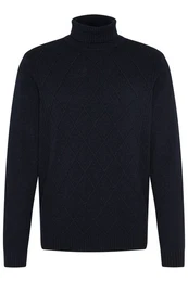 Rollkragenpullover mit 3-D-Rautenmuster