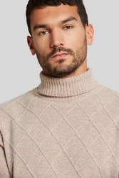 bugatti Rollkragenpullover Khaki/Braun/Beige