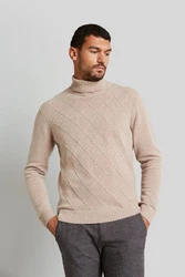 bugatti Rollkragenpullover Khaki/Braun/Beige