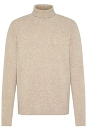 Rollkragenpullover mit 3-D-Rautenmuster