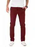 Pittman Herren Chino Hose Type Slim Fit Titibu Dunkelrot/Bordeaux/Rot