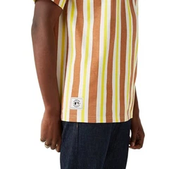 New Era T-Shirt NEYYAN Oversi Stripe grau/gelb