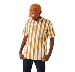 New Era T-Shirt NEYYAN Oversi Stripe grau/gelb