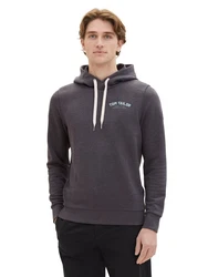 TOM TAILOR Hoodie Kapuzensweatshirt mit Kapuze Dunkelgrau Melange