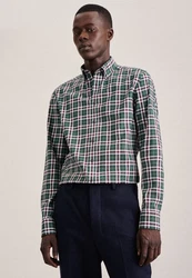 seidensticker Flanellhemd Slim Langarm Button-Down-Kragen Dunkelgrün/Grün