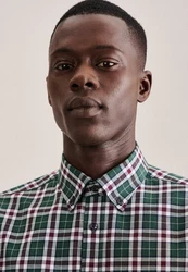 seidensticker Flanellhemd Slim Langarm Button-Down-Kragen Dunkelgrün/Grün