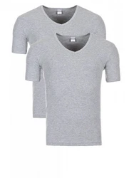 Yazubi V-Shirt Basic V-Neck Tee Grau/Hellgrau